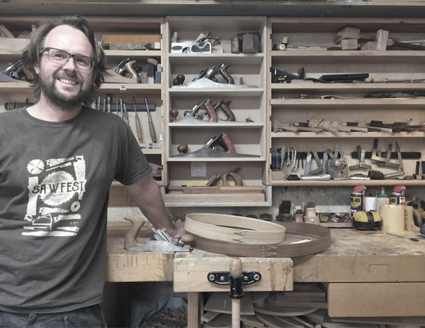 Furniture maker Tom Trimmins in his Islington Workshop